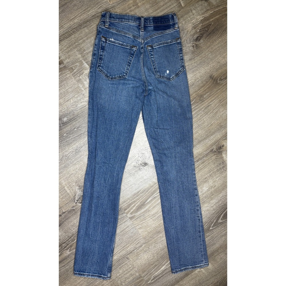 Abercrombie & Fitch 90s Slim Straight Ultra High Rise Distressed‎ Jeans 24 00R - Picture 2 of 6